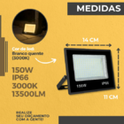 Kit 4 Refletor De Led Externo 150w Branco Quente 3000k Ip66