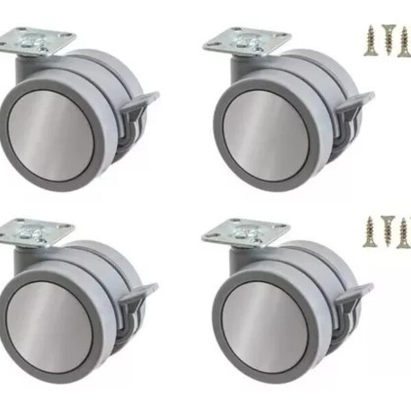 Kit 4 Rodinhas Preto Para Moveis - Rack - Estantes - Puff