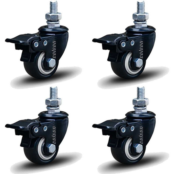 Kit 4 Rodízio Linha Black Parafuso 3/8" 41mm Com Freio 120kg