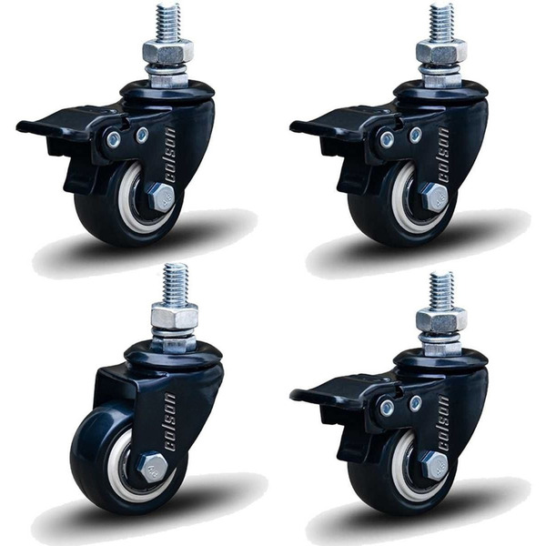 Kit 4 Rodízio Linha Black Parafuso 3/8" 50mm 3 Com Freio 1 Se