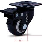 Kit 4 Rodízio Linha Black Placa 2" 50mm Com Freio 200kg Preto