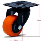 Kit 4 Rodízio Linha Black Placa 50mm 2 Com Freio 2 Sem Freio