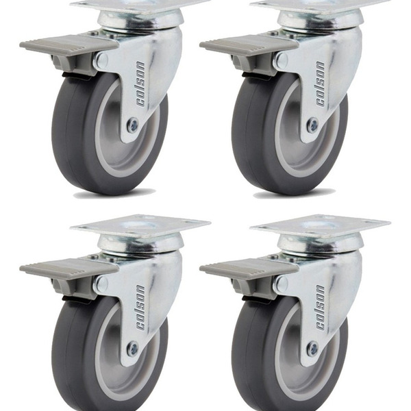 Kit 4 Rodízio Linha Bp Placa 3" 76mm Anti Risco Móveis Com Fr