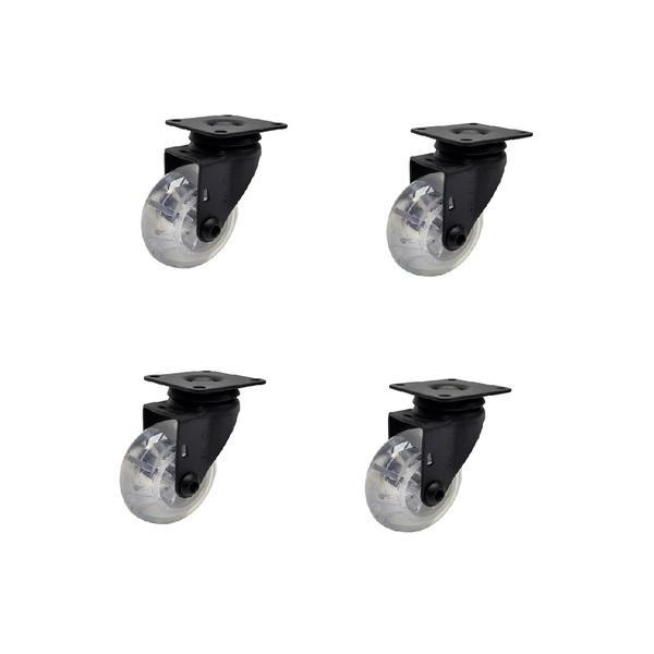 Kit 4 Rodízio Rodinha Preto Preta Giratório Móveis Gel Silico