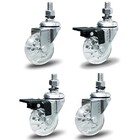 Kit 4 Rodízio Silicone Pvc Gel Cristal Parafuso 2" 50mm 2 Com