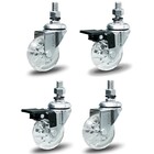 Kit 4 Rodízio Silicone Pvc Gel Cristal Parafuso 2" 50mm 2 Com