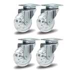 Kit 4 Rodízio Silicone Pvc Gel Cristal Placa 2" 50mm 160kg -