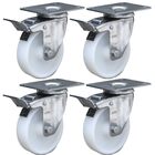 Kit 4 Rodízios 76mm Série 12 Inox Placa Nylon 600kg Com Freio