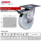 Kit 4 Rodízios 76mm Série 12 Inox Placa Nylon 600kg Com Freio