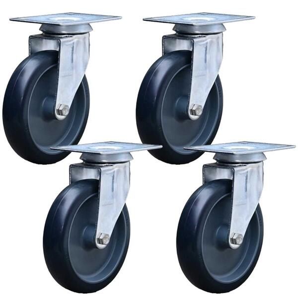 Kit 4 Rodízios Anti Risco Móveis 5" 128mm 300kg Sem Freio - C