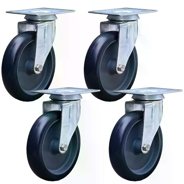 Kit 4 Rodízios Anti Risco Móveis 6" 153mm 340kg Sem Freio Col