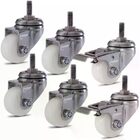 Kit 4 Rodízios Série 10 Inox Espiga 50mm Nylon Sem Freio 50kg