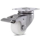 Kit 4 Rodízios Série 10 Inox Placa 50mm Nylon Com Freio 200kg