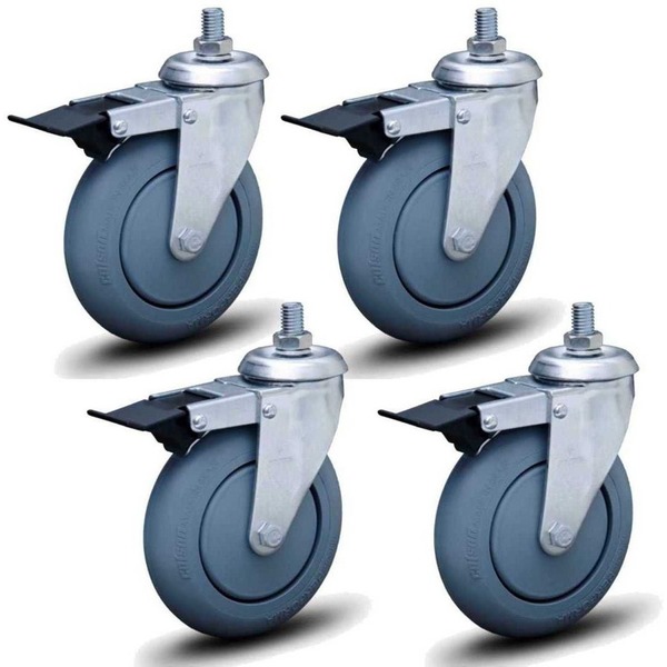 Kit 4 Rodízios Série 12 Performa 6 153mm Espiga 520kg Com Fre