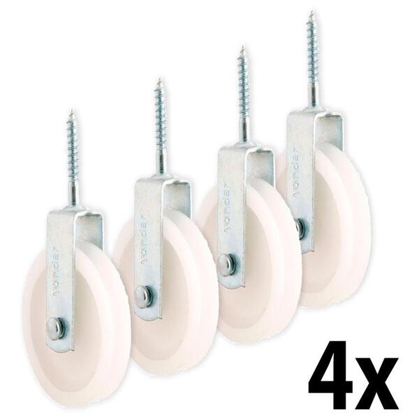 Kit 4 Roldana Branca Plástica Com Parafuso 4cm