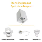 Kit 4 Spot De Sobrepor Quadrat C/ Lâmpada Led Mr16 - Branco -