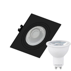 Kit 4 Spot Embutir Quadrado Face Plana Dicroica Mr16 Preto +