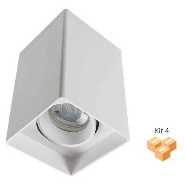 Kit 4 Spot Sobrepor Par20 E27 Branco Ip20