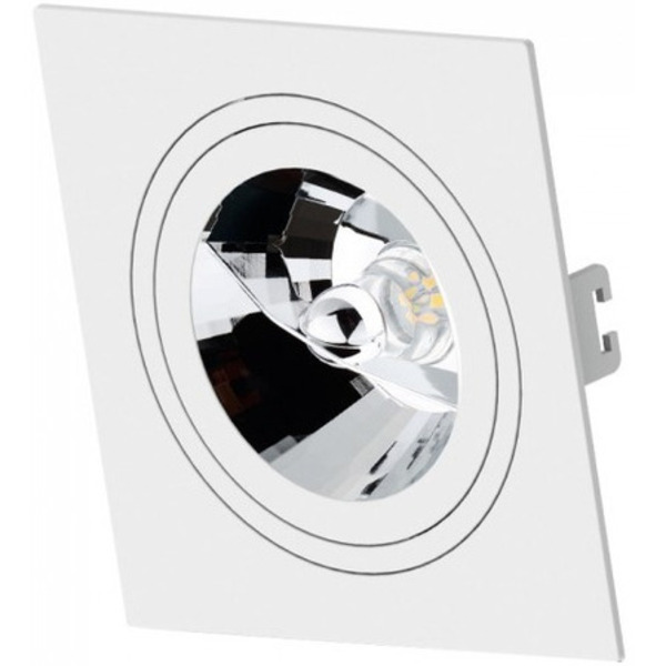 Kit 4 Spots Embutir Ar111 Quadrado Branco Face Plana - Saveen