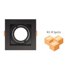 Kit 4 Spots Embutir Dicroica Quadrado Recuado Preto