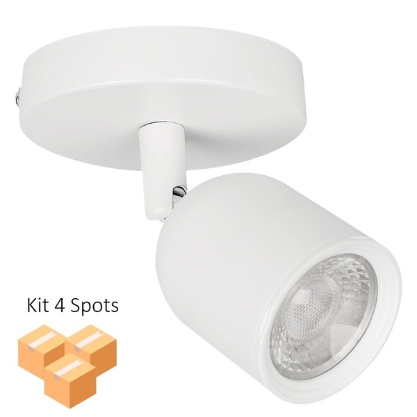 Kit 4 Spots Led Com Canopla 7w 6500k Branco Bivolt