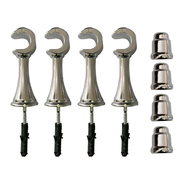 Kit 4 Suporte P/ Varão Cortina Com Ponteira 19mm Cromado