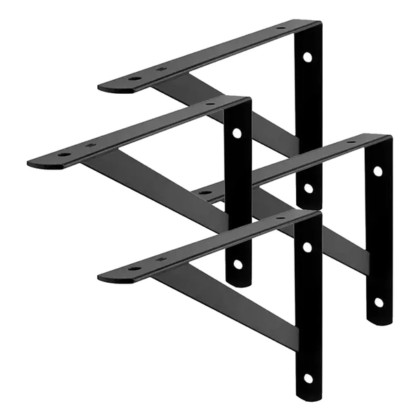 Kit 4 Suporte Prateleira Mão Francesa Aço 23cm Preto Fertak