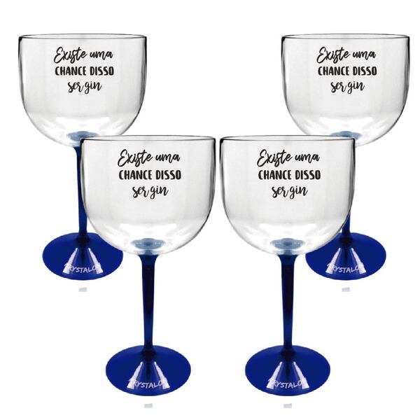Kit 4 Taças Bicolor Azul Acrílico Personalizada - Chance De S