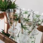 Kit 4 Taças De Cristal - Tropical Palm Pintadas À Mão 240ml