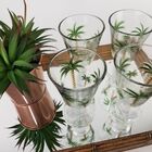 Kit 4 Taças De Cristal - Tropical Palm Pintadas À Mão 240ml