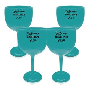 Kit 4 Taças Gin Azul Tiffany Acrílico Personalizadas - Chance De Ser