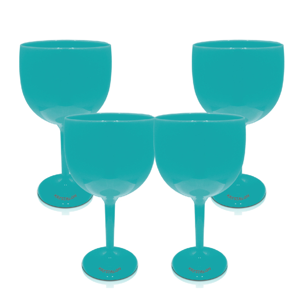 Kit 4 Taças Gin Azul Tiffany Acrílico Ps Krystalon