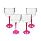 Kit 4 Taças Gin Bicolor Rosa Acrílico Poliestireno