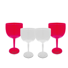 Kit 4 Taças Gin Branca E Rosa Acrílico Poliestireno
