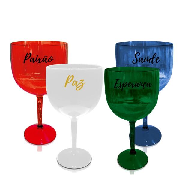 Kit 4 Taças Gin Coloridas Personalizadas Palavras Fim De Ano