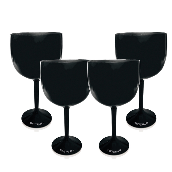 Kit 4 Taças Gin Pretas Acrílico Ps Krystalon