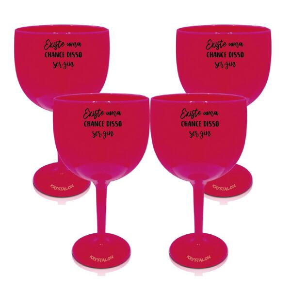 Kit 4 Taças Gin Rosa Acrílico Personalizadas - Chance De Ser