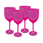 Kit 4 Taças Vinho Rosa Acrílico Ps Krystalon