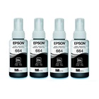 Kit 4 Tintas Preto Original Epson T664 664 Preto L395 L380 L3