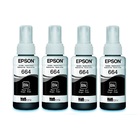 Kit 4 Tintas Preto T664 664 Preto Original Epson L395 L380 L3