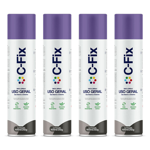Kit 4 Tintas Spray Violeta Claro Uso Geral Int/ex 400ml Cfix