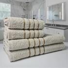 Kit 4 Toalhas 2 Banho 2 Rosto Dubai 100% Algodão Bege