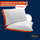 Kit 4 Travesseiros 200 Fios Percal Fibra Siliconada Casen Pil