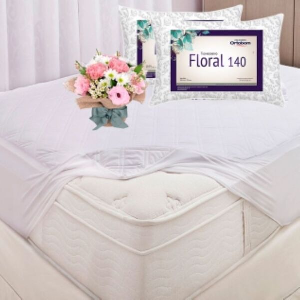 Kit 4 Travesseiros Ortobom Estampa Floral Antialérgico Tecido
