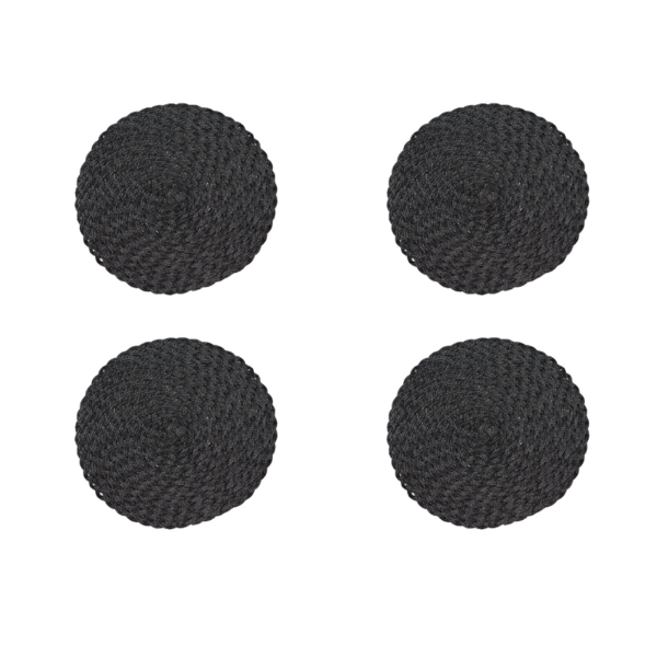 Kit 4 Un Jogo Lugar Americano Redondo Preto 38cm Feito À Mão