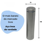 Kit 4 Unid Prolongador 25x100 Inox Suporte Vidro, Mad Painel