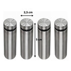 Kit 4 Unid Prolongador 25x50 Inox Suporte Vidro, Madeira Pain