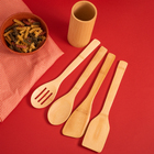 Kit 4 Utensílios de Bambu Mozcada