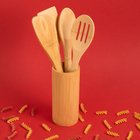 Kit 4 Utensílios de Bambu Mozcada