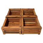 Kit 4 Vasos Cachepot De Madeira Quadrado 11x20 P/ Orquídeas